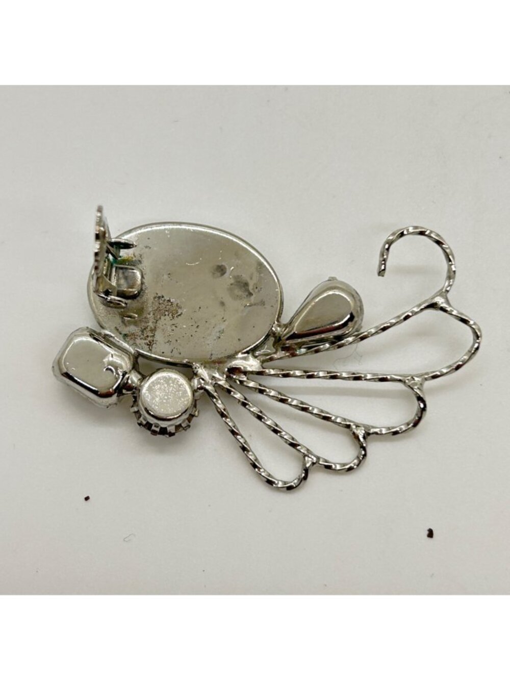 Vintage Mid-Century Ear Climber Clip-Ons Faux Pearl Acrylic Rhinestones Runway - Picture 8 of 16